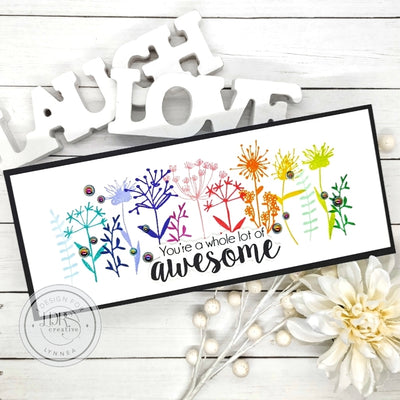 Rainbow Floral Silhouette Slimline Card