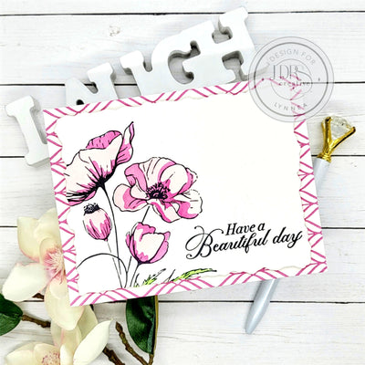 Easy Monochromatic Letterpress Flower Card
