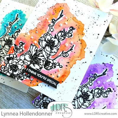 Cherry Blossoms Outline Watercolor