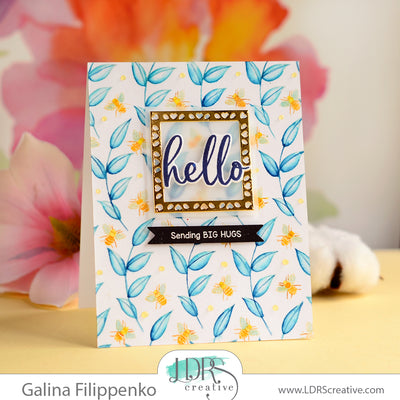 No line coloring Hello card