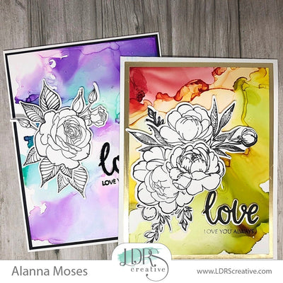 Black & White Florals Against Alcohol Inked Backgrounds