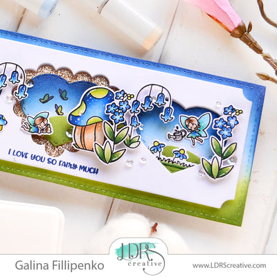 Slimline card with Pixie Pals stamp set