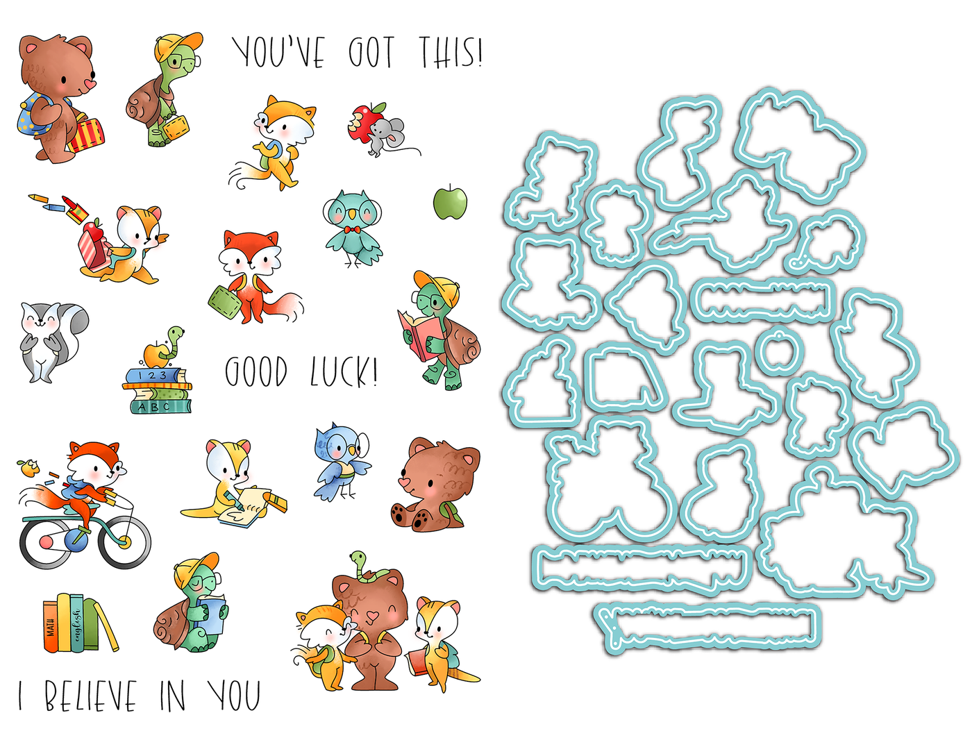 Back to School Critters Pocket Pals Stamps and Dies Bundle