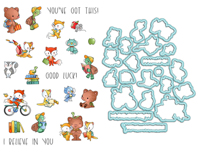 Back to School Critters Pocket Pals Stamps and Dies Bundle