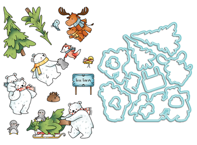 PRE-ORDER:  Christmas Tree Shopping Stamps and Dies Bundle