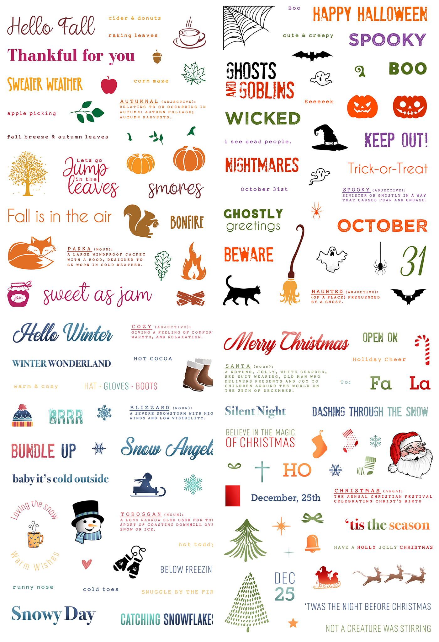 Fall, Winter, and Holiday Collage Stamps Bundle