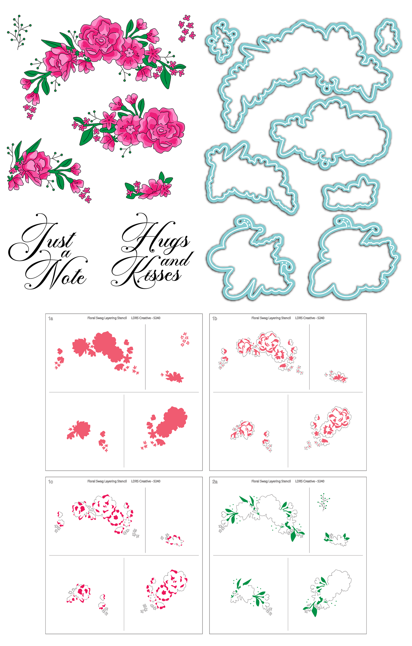 Floral Swag Stamps, Dies, and Layering Stencils Bundle