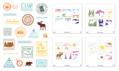 Great Outdoors Postage Collage Stamps and Layering Stencils Bundle