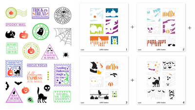 Halloween Postage Collage Stamps and Layering Stencils Bundle