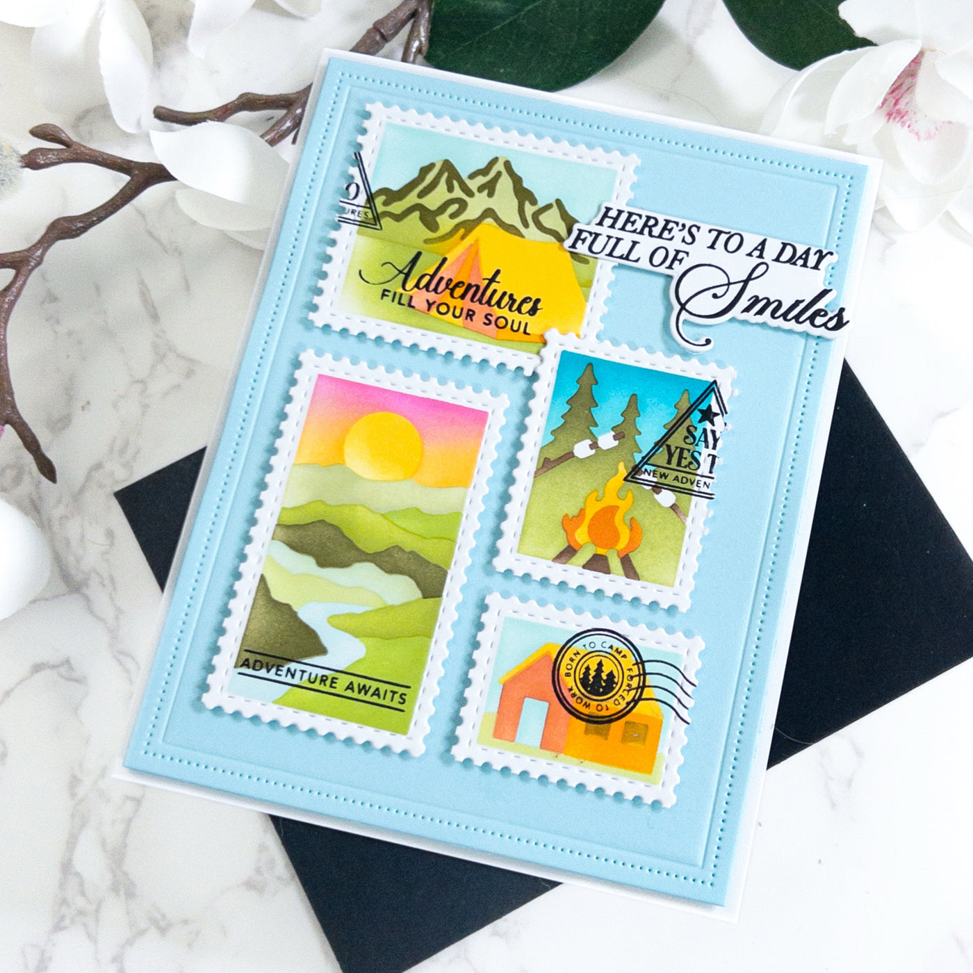 Great Outdoors Postage Collage Stamps and Layering Stencils Bundle