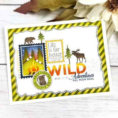 Great Outdoors Postage Collage Stamps and Layering Stencils Bundle