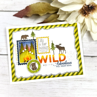 Great Outdoors Postage Collage Stamps and Layering Stencils Bundle