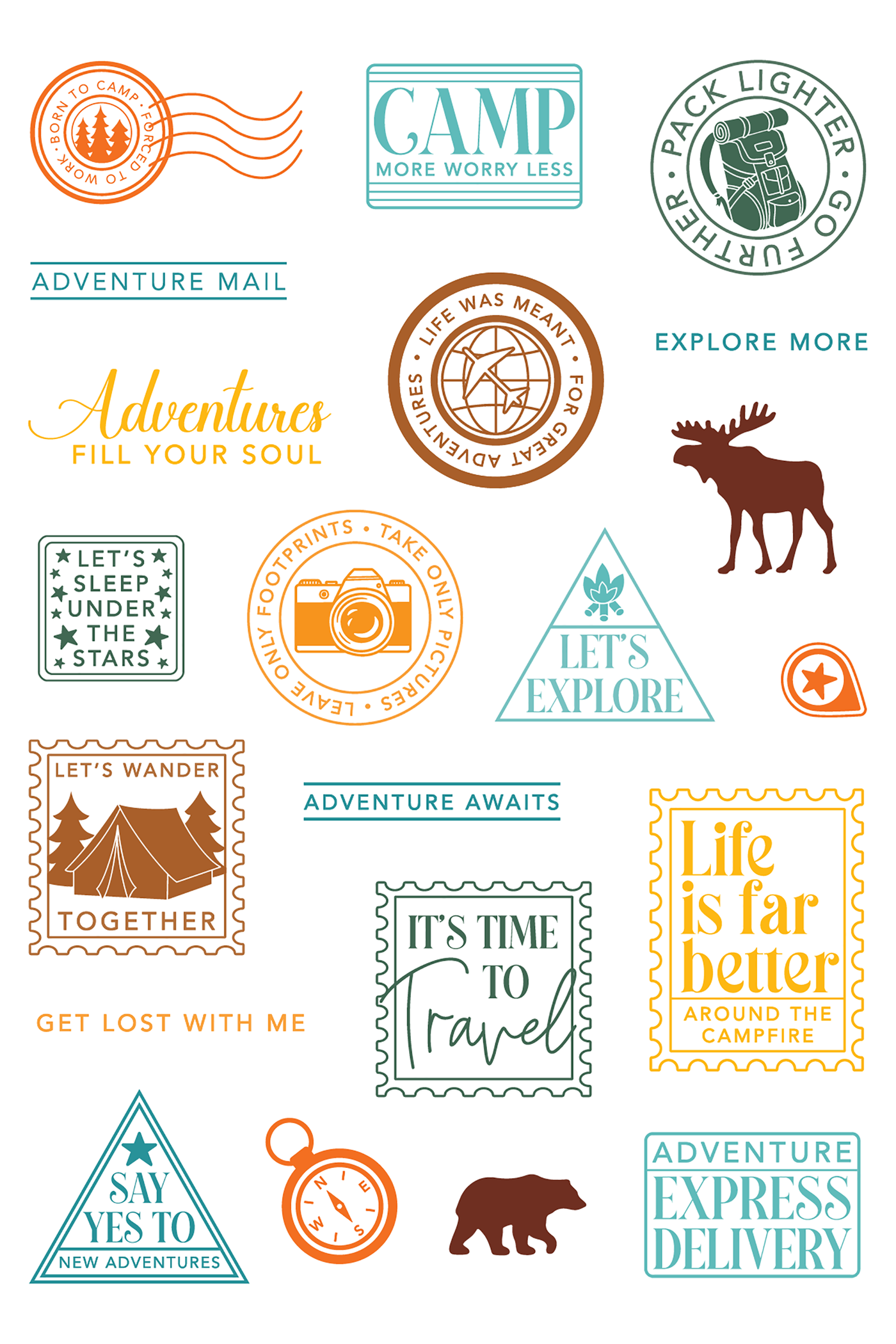 Great Outdoors Postage Collage Stamps and Layering Stencils Bundle
