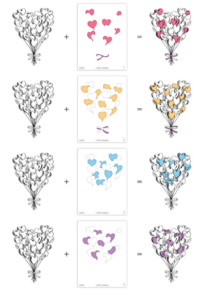 Heart Balloon Bouquet Layering Stencils