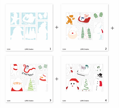 Season's Greetings Postage Collage Stamps and Layering Stencils Bundle