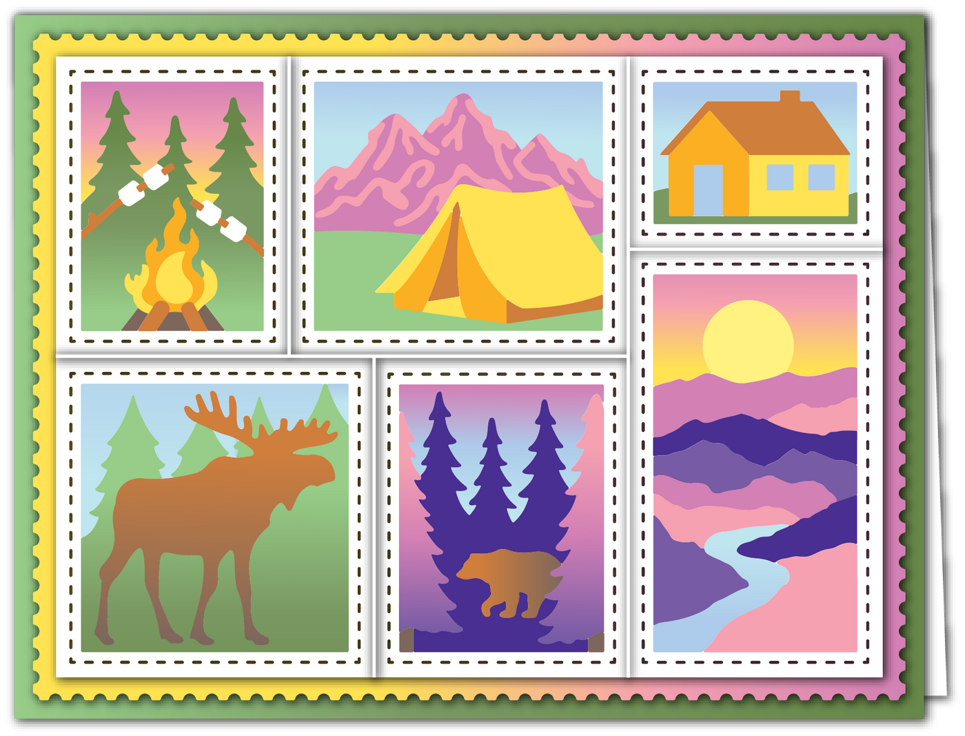 Great Outdoors Postage Collage Stamps and Layering Stencils Bundle