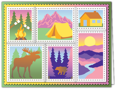 Great Outdoors Postage Collage Stamps and Layering Stencils Bundle
