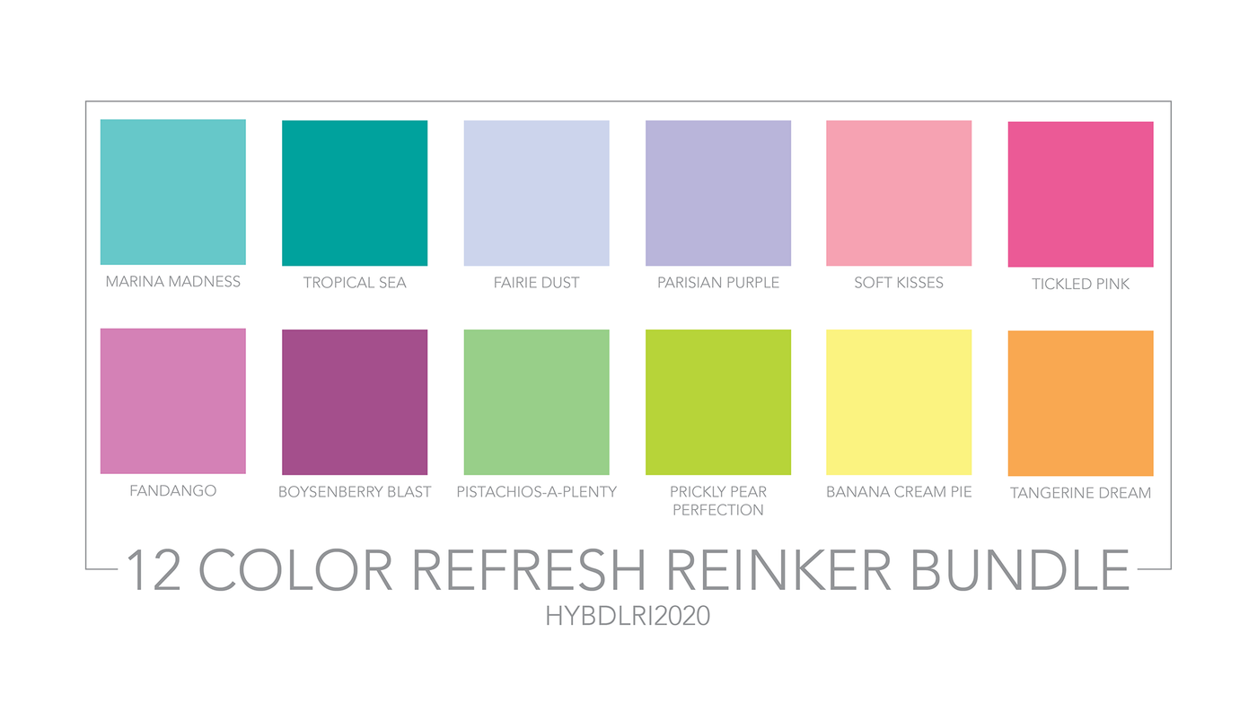 12 Color Refresh Re-Inker Bottles Bundle
