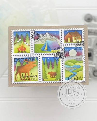 Great Outdoors Postage Collage Stamps and Layering Stencils Bundle