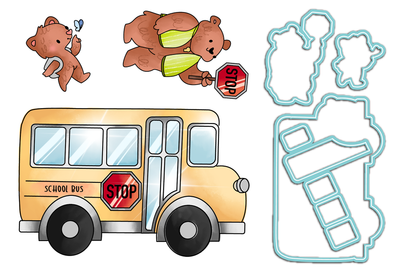 School Bus Pocket Pals Stamps and Dies Bundle