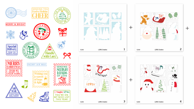 Season's Greetings Postage Collage Stamps and Layering Stencils Bundle
