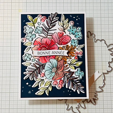Pine Cone Blooms Impress-ion Press + Foil Plate, Layering Stencils, and Coordinating Die Bundle