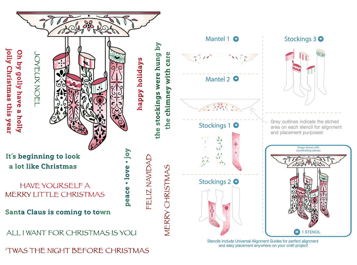 The Stockings Were Hung Stamps and Layering Stencil Bundle