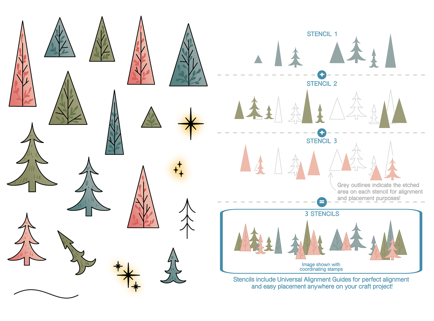 Through the Trees Stamps and Slimline Layering Stencils Bundle