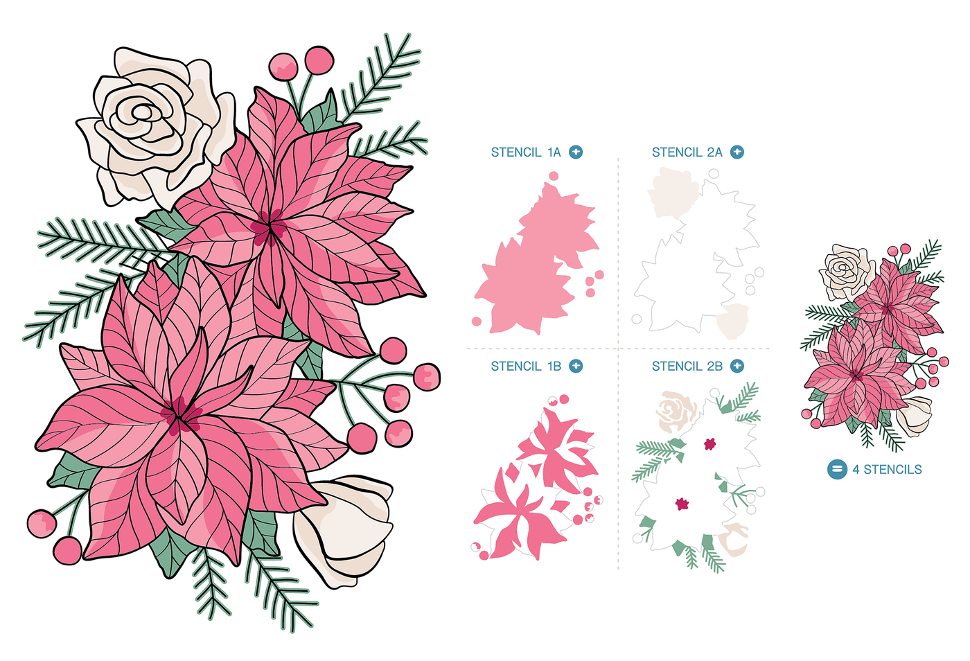Winter Bouquet Stamps and Layering Stencils Bundle