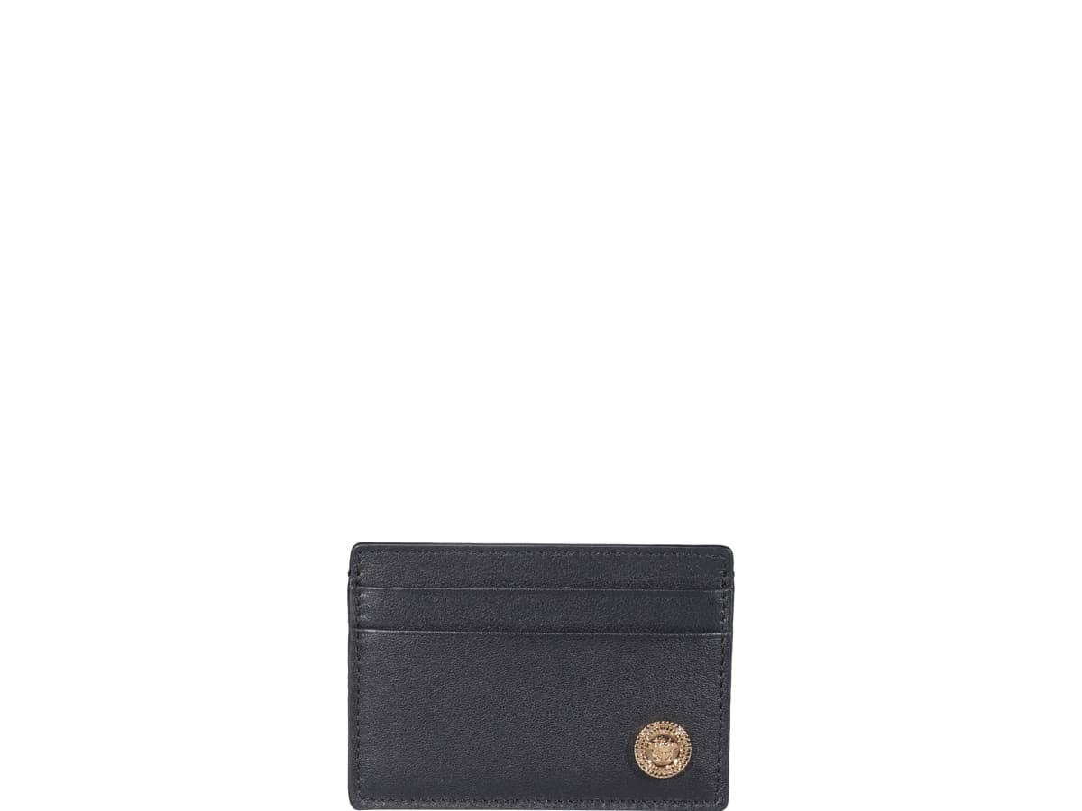 Versace Biggie Medusa Coin Leather Card Case In Black/SFK54MWU_9UOAL