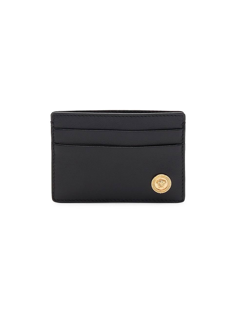 Versace Biggie Medusa Coin Leather Card Case In Black/SFK54MWU_9UOAL