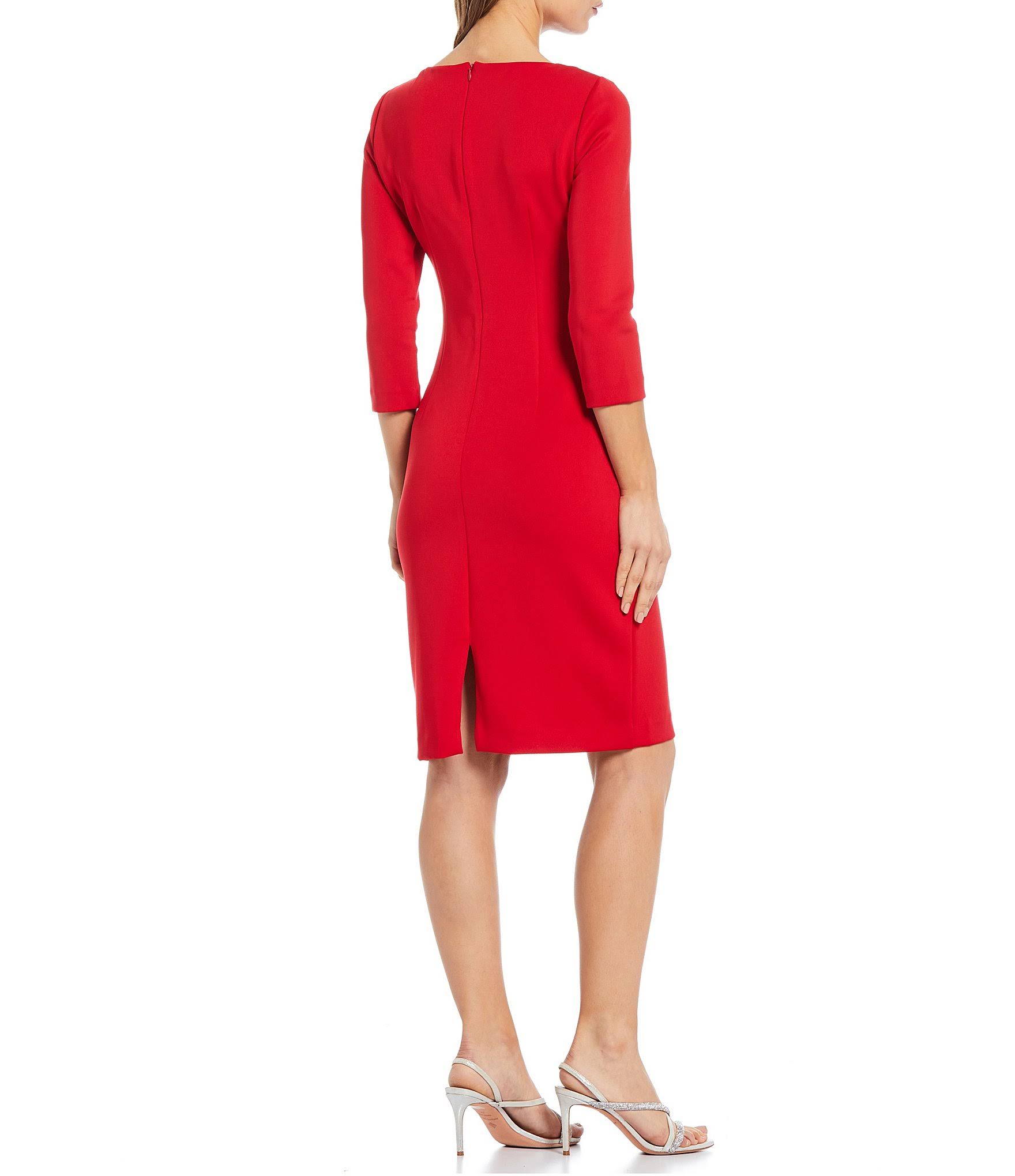 Eliza J Embellished-Side-Buckle Scuba Crepe Dress - Hunter - Size BWTW9MD8_KQPWB