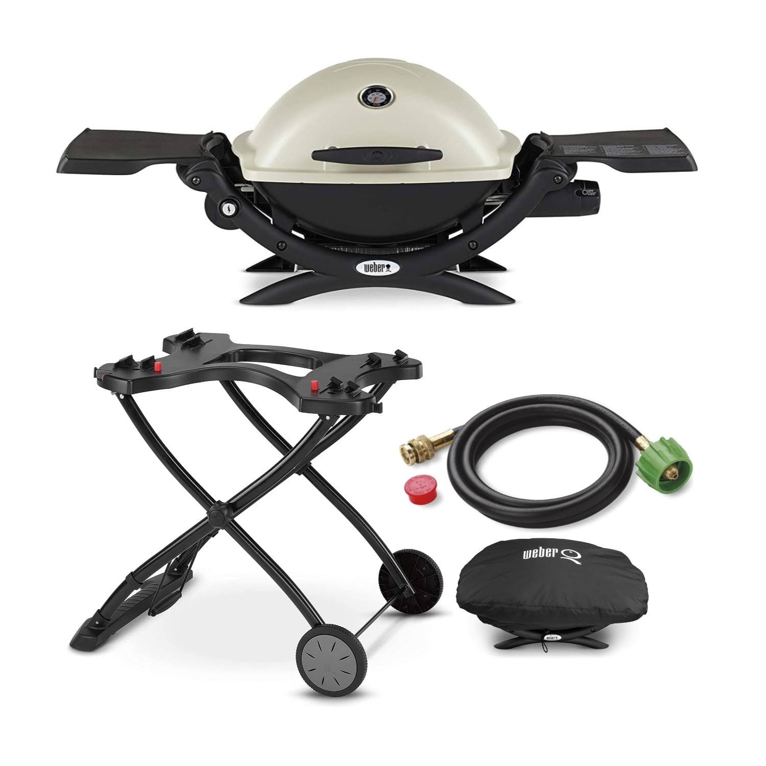 Weber Q1200 Liquid Propane Grill (Titanium) With Portable Cart TFWJS4ZW_NA6NB
