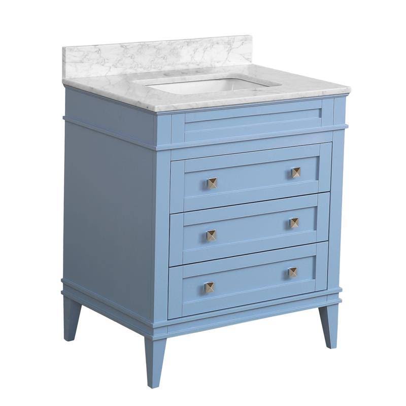 Kitchenbathcollection Eleanor 30 Bathroom Vanity With Carrara Marble Top - Powder LJWQ4ORL_PO1UG