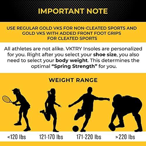 Vktry Performance Insoles - Gold Vks - Carbon Fiber Shock Absorbing Sport Shoe Insoles For Pro Running, Basketball, Athletics - Jump Higher, BP405AHI_KQ3NE
