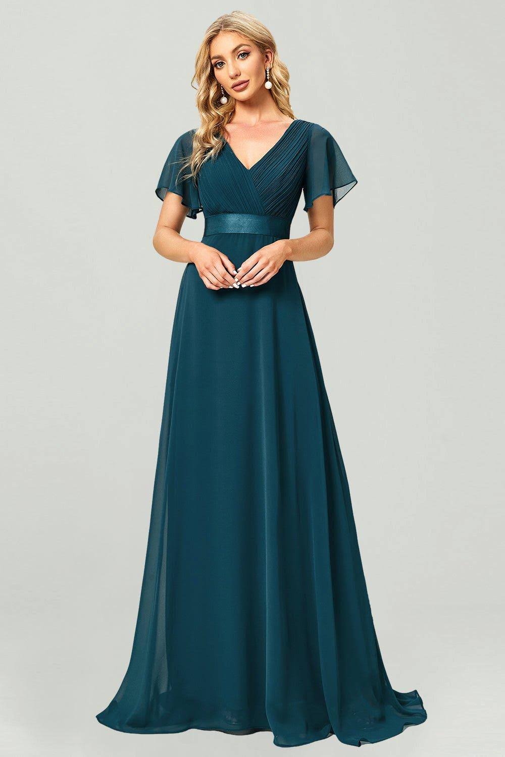 Ever-Pretty Women's Empire Waist Plus Size Long Evening Wedding Party Dress For Women 09890 Teal Blue ZMM7UBH0_Y66GO