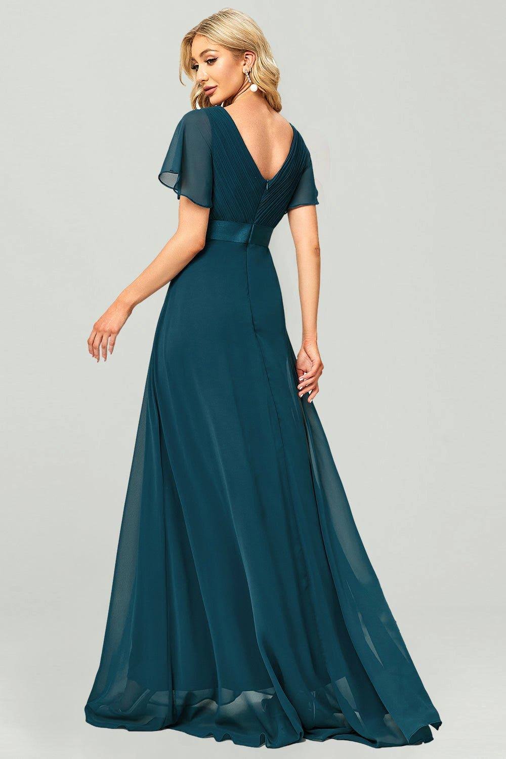 Ever-Pretty Women's Empire Waist Plus Size Long Evening Wedding Party Dress For Women 09890 Teal Blue ZMM7UBH0_Y66GO
