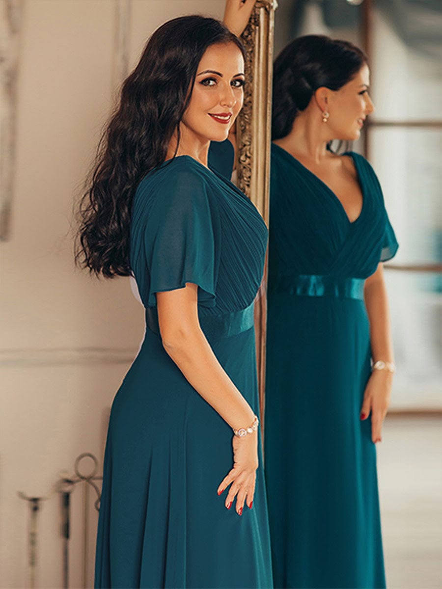 Ever-Pretty Women's Empire Waist Plus Size Long Evening Wedding Party Dress For Women 09890 Teal Blue ZMM7UBH0_Y66GO
