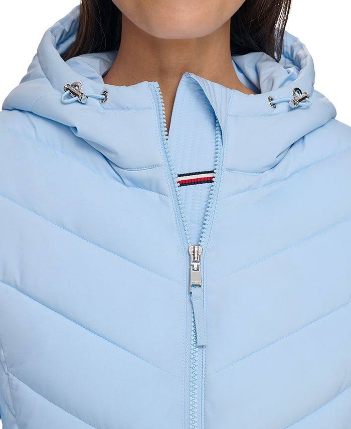 Tommy Hilfiger Women's Hooded Packable Puffer Coat, Crimson, CLSS8CZ9_QEHVA