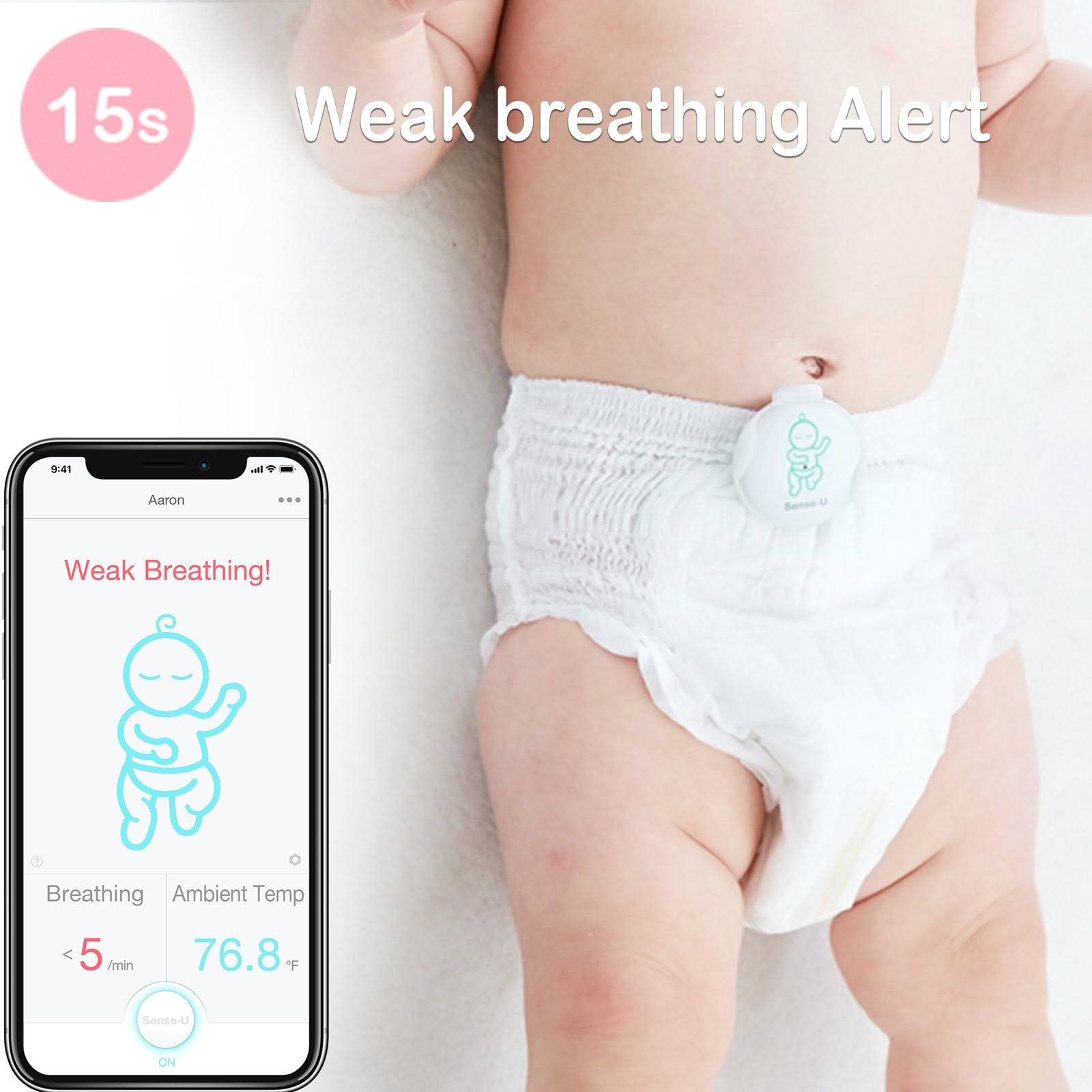 Sense-U Baby Monitor With Breathing Rollover Movement Temperature KM16YL71_HBN77