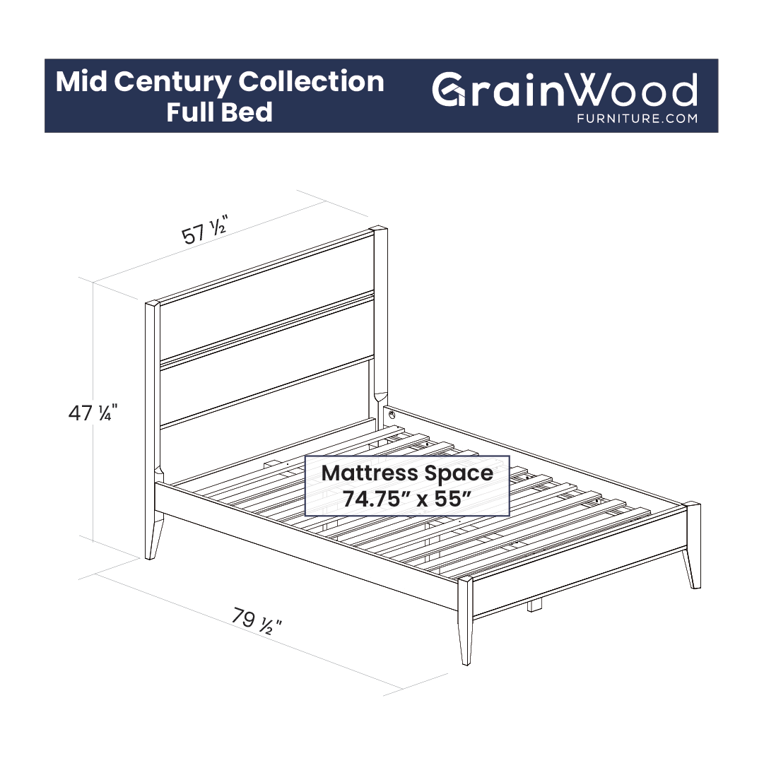 Grain Wood Furniture Mid Century Bed - Brushed Walnut - OMPLAIMS_VIGCC
