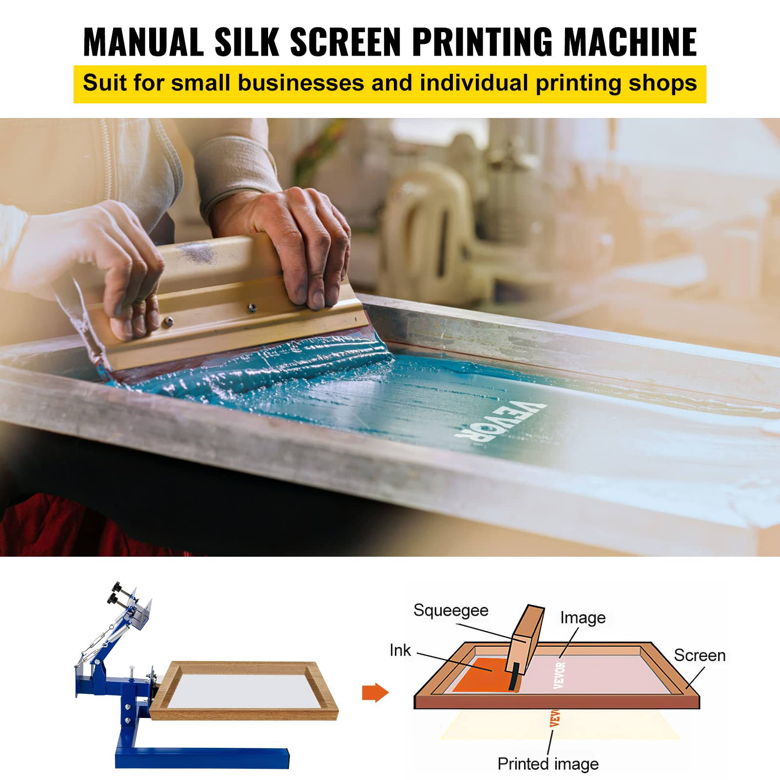 Vevor Screen Printer 4 Color 2 Station Silk Screen Printing Kit 55x45cm T-Shirt Screen Printing Machine Screenprint Press (4 Color 2 Station) 166KNQIX_Q8REN