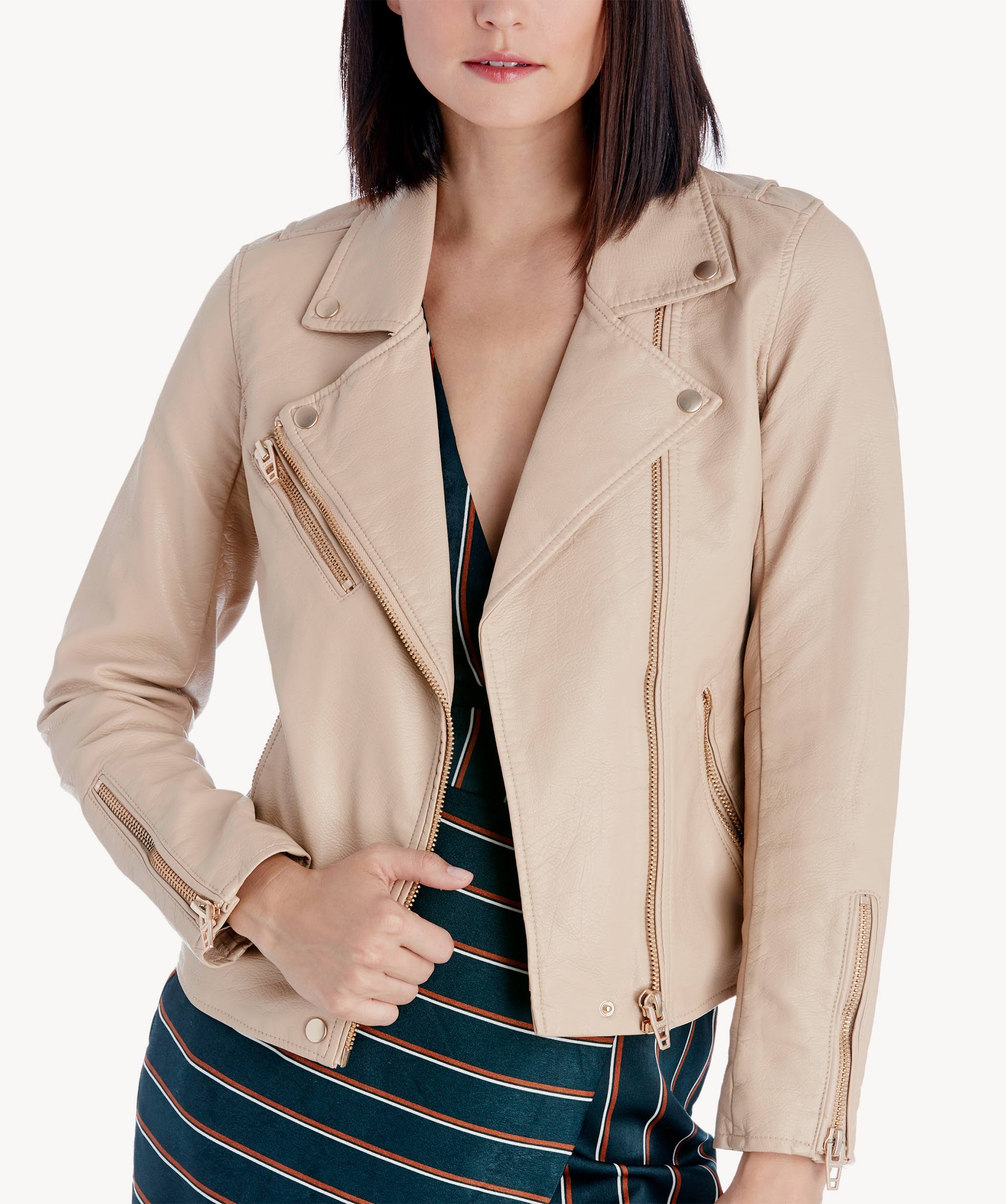 Blank Nyc Faux Leather Moto Jacket Natural Light, Women's, Size: BES1XTJB_RNOSV