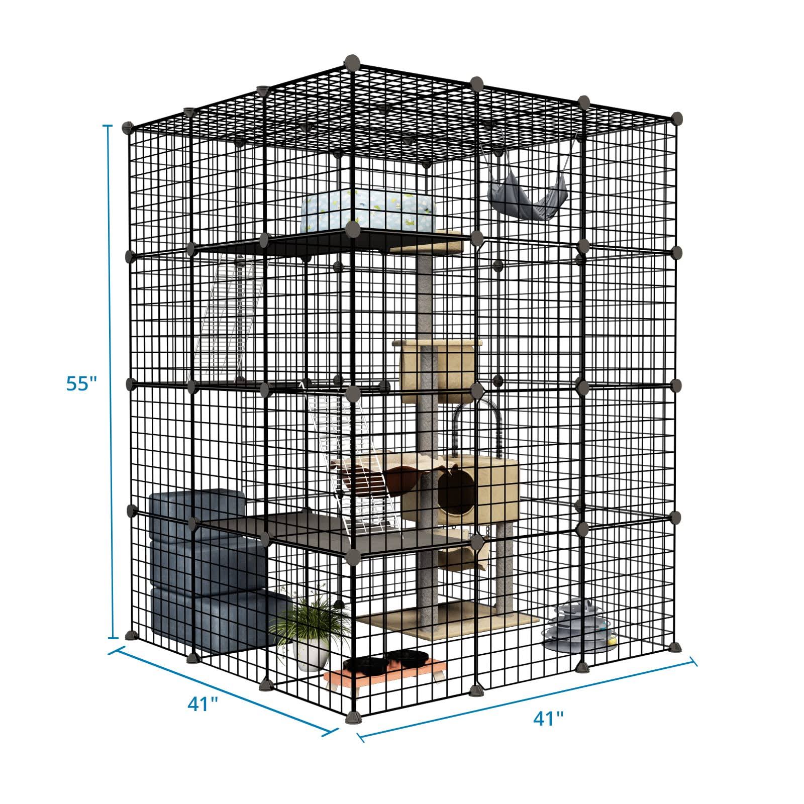 Eiiel Outdoor Cat House Cat Cages Enclosure With Super Large Enter Door, Balcony Cat Playpen With Platforms,Diy Kennels WN2VEQFM_T48MZ
