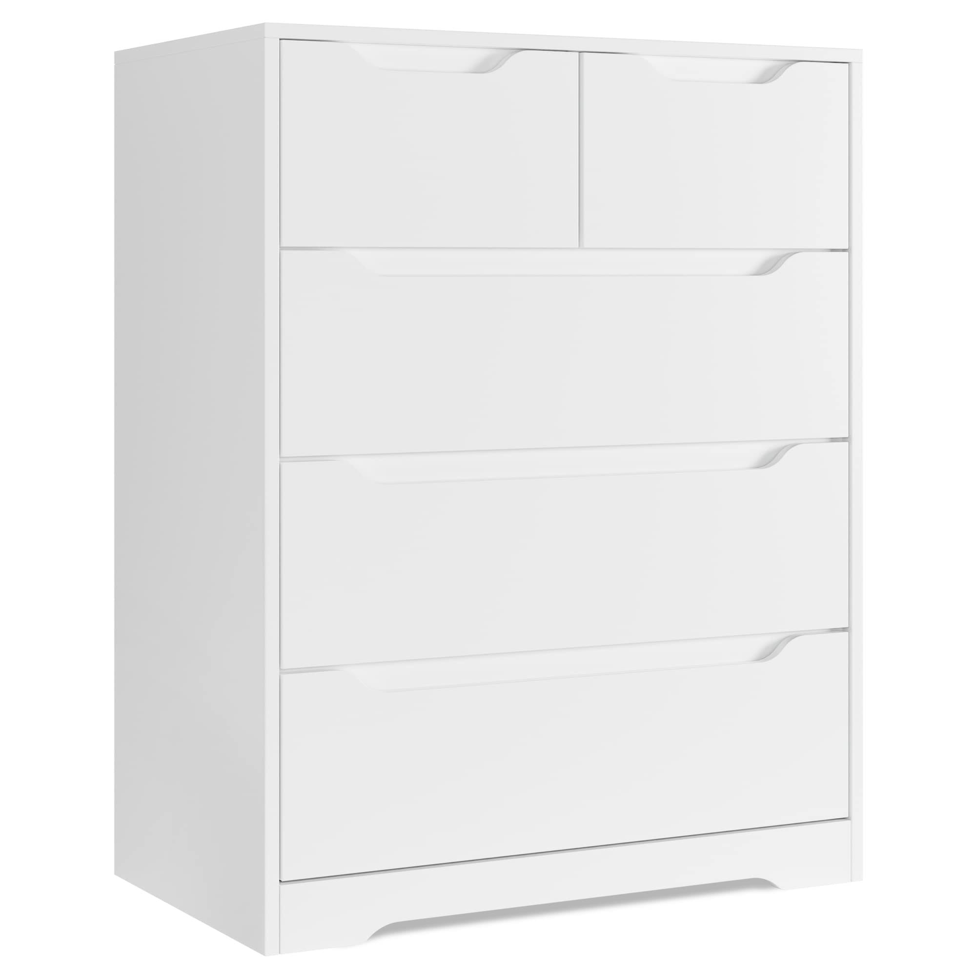 Hostack Modern 5 Drawer Dresser, Chest Of Drawers With Storage, Wood Clothing Organizer With Cut-Out Handles, Accent Storage Cabinet For Living F5JWMKOJ_ZLDI2
