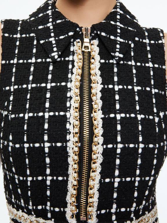 Alice + Olivia Women's Ellis Threaded Check Minidress - Black - Size ADWQZPSW_WIZUK