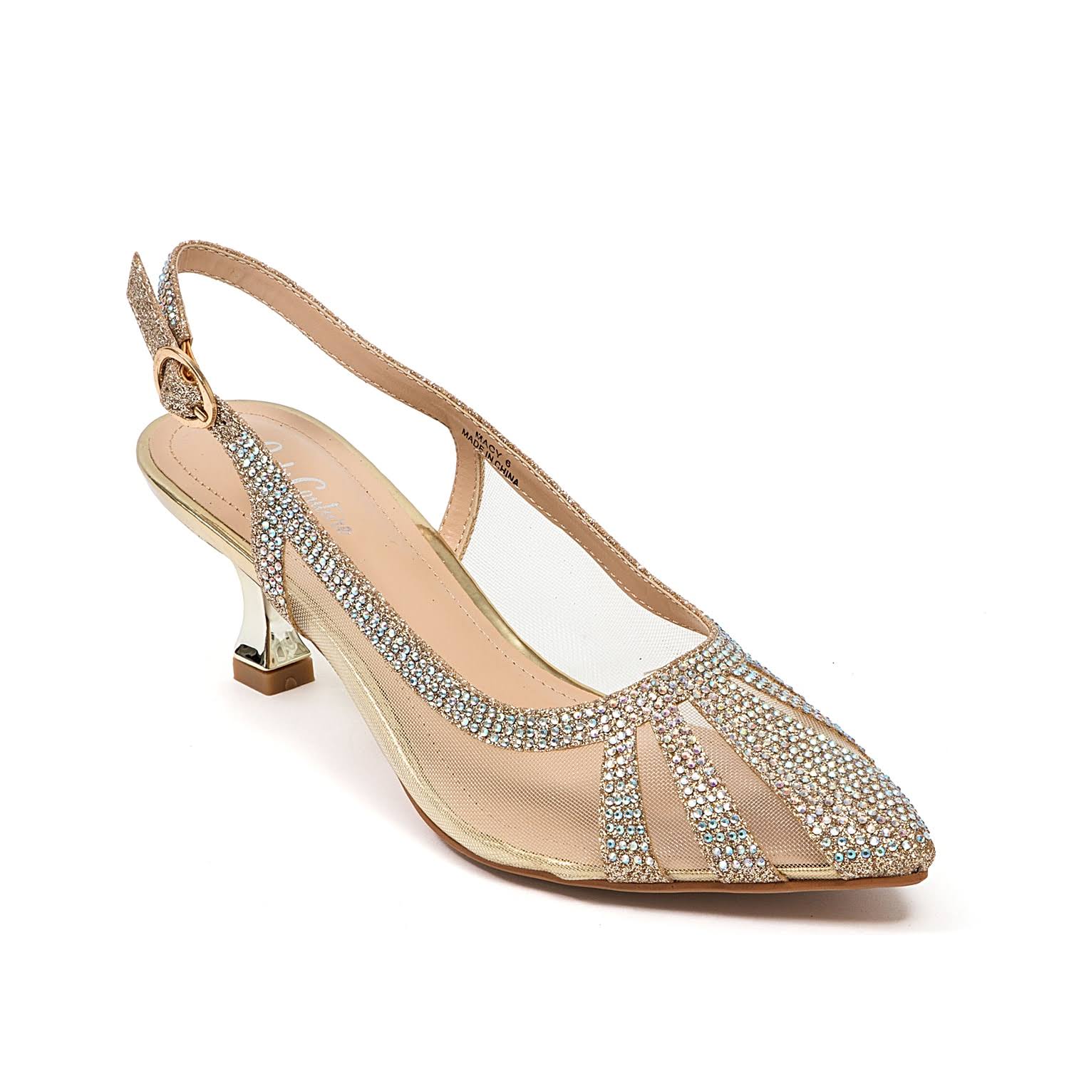 Lady Couture Women's Macy Kitten Heel Slingback Pumps - Gold - Size UOVPFNVL_LQ5EF