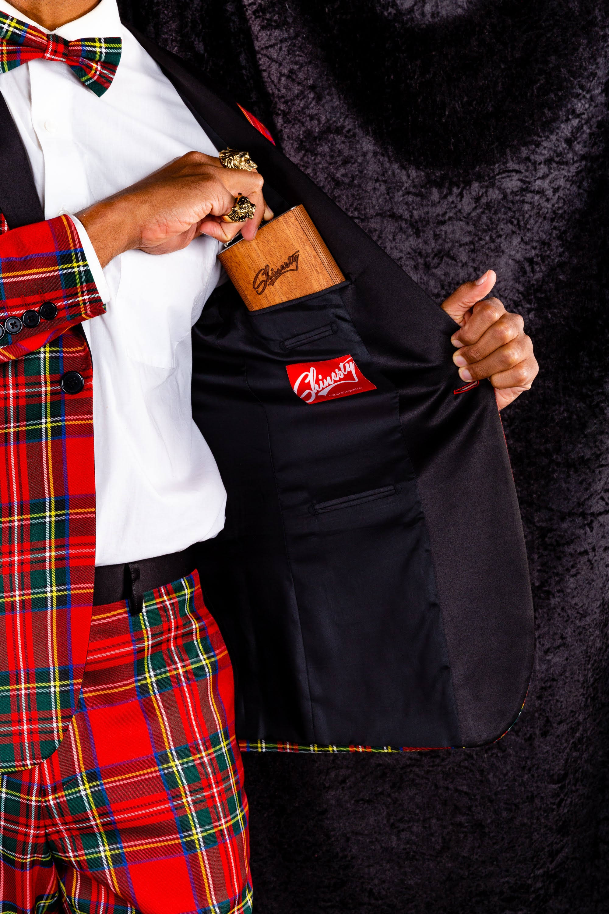 The Rockefeller | Tartan Plaid Tuxedo | Size 38 | Black/Red | T7VWBPDW_OZ9ZL