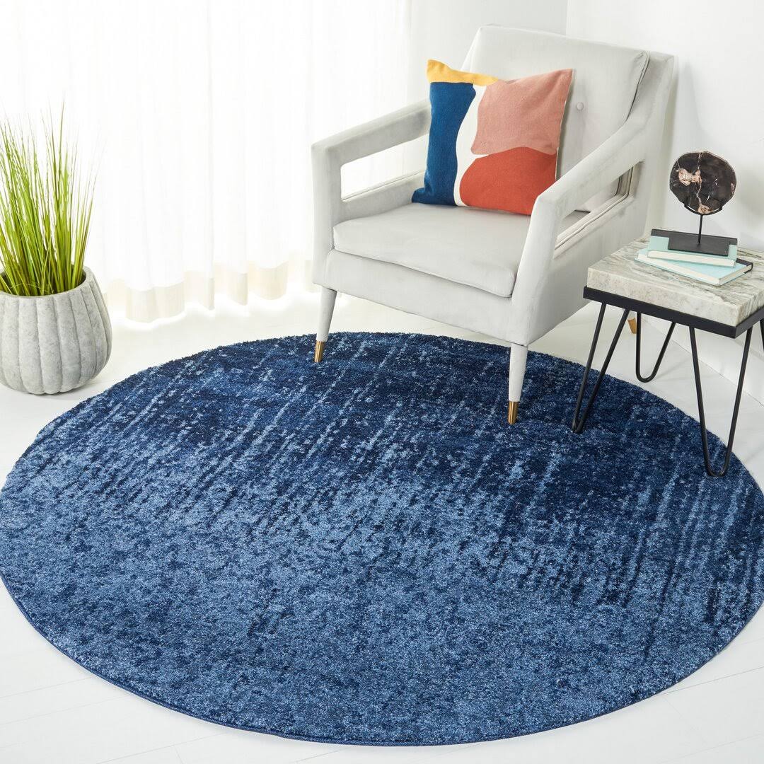 Wrought Studio Tenth Avenue Light Blue / Blue Area Rug Size: Round 4' 5REVRSFX_ESVRK
