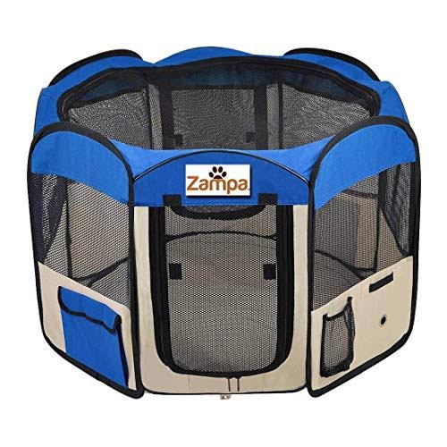Zampa Portable Foldable Pet Playpen Exercise Pen Kennel + Carrying Case - Large (61X61X30) UMMBXOLY_8QVXM